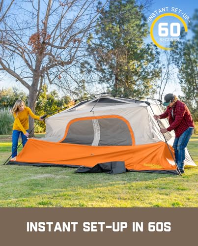 FanttikOutdoor Camping Tent 4/6/8/10 Person Instant Cabin Tent Setup in 60 Seconds with Rainfly & Windproof Portable with Carry Bag for Family