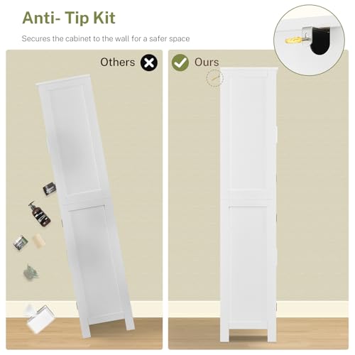 67” Storage Cabinet, Kitchen Pantry Cabinet with 4 Doors and 2 Adjustable Shelves, Cupboard, Tall Bathroom Cabinets for Dining Room, Living Room