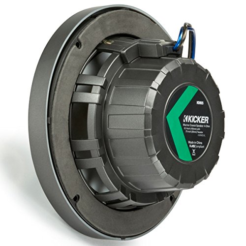 KIC45KM654 Kicker KM65 6.5-Inch (165mm) Marine Coaxial Speakers with 3/4-Inch (20mm) Tweeters, 4-Ohm, Charcoal and White Grilles