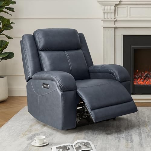Watson & Whitely Genuine Leather Power Recliner Chairs for Adults, Wall Hugger RV Recliner with Power Headrest & Charging Ports