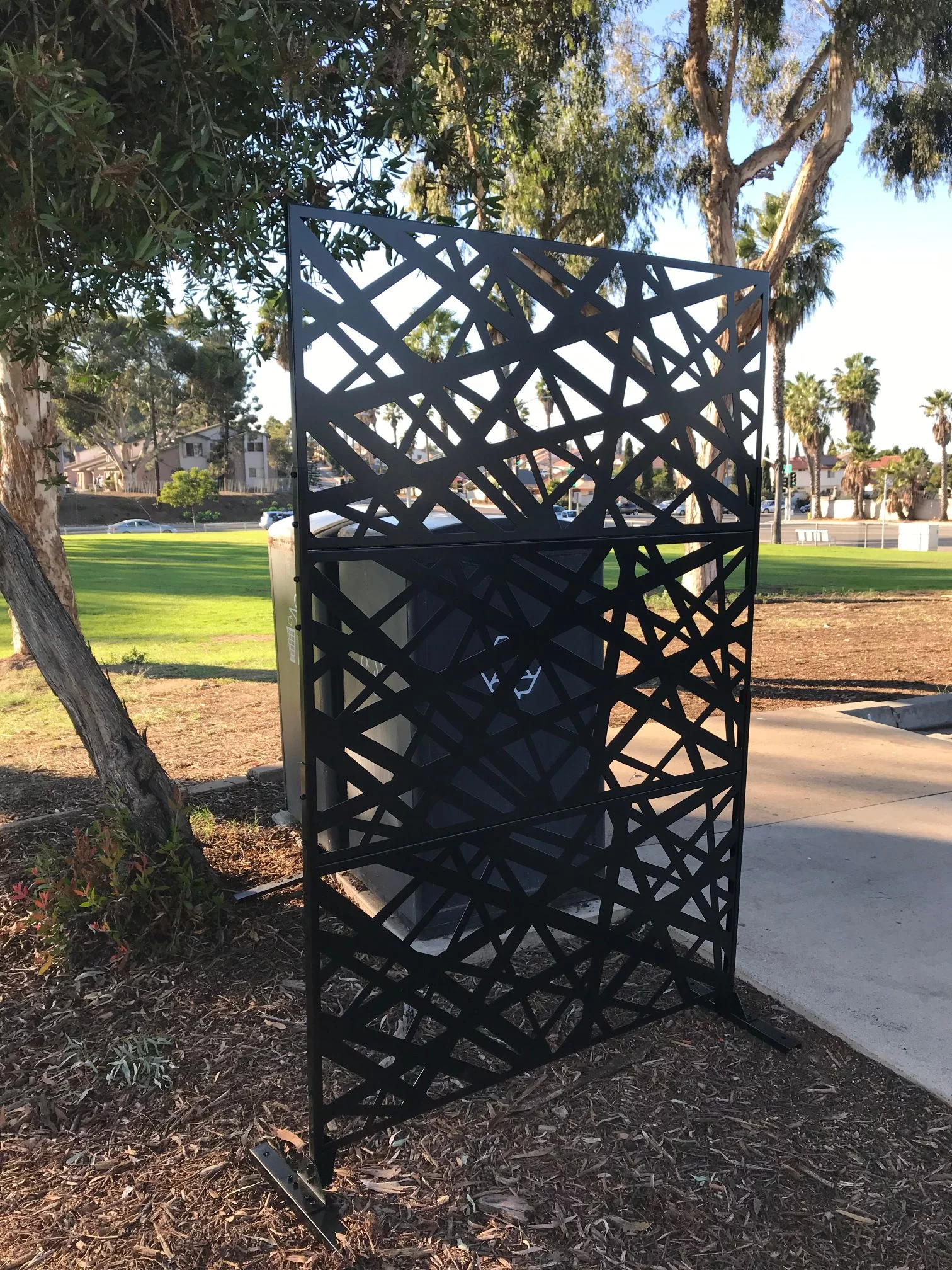 Metal Privacy Screen, Laser Cut Decorative Steel Privacy Panel Metal Fencing, Hanging Room Divider Partitions Panel Screen,48x75in C007
