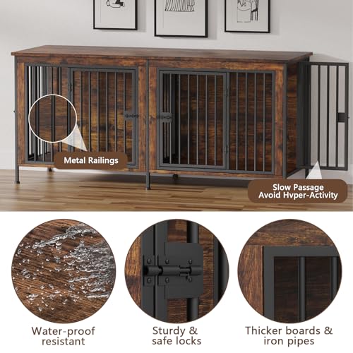 EasyCom 39.96" XL Wooden Large Dog Crate Furniture for Medium and Large Breed