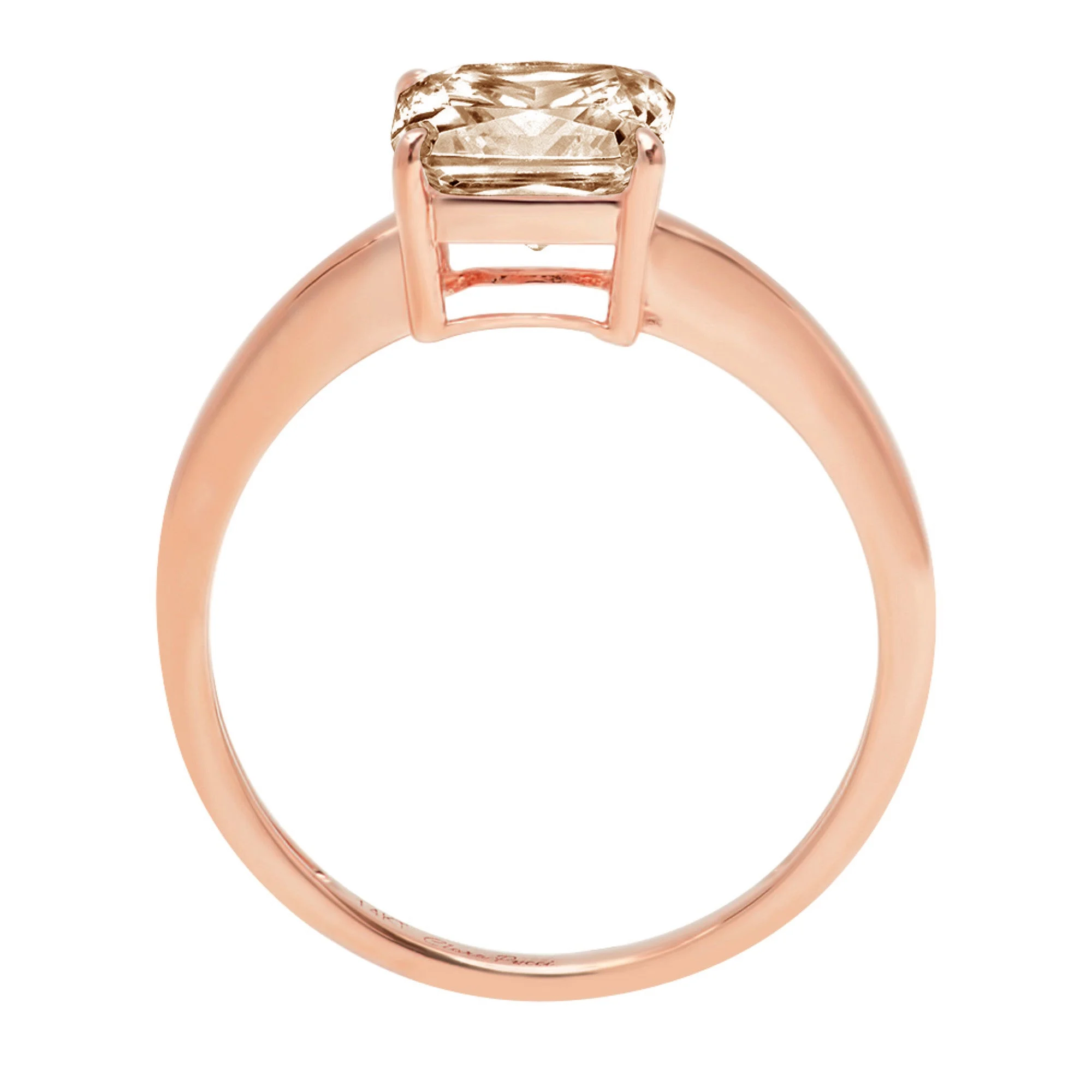 1.0ct asscher cut champagne simulated diamond 18k rose gold anniversary engagement ring size 3.75