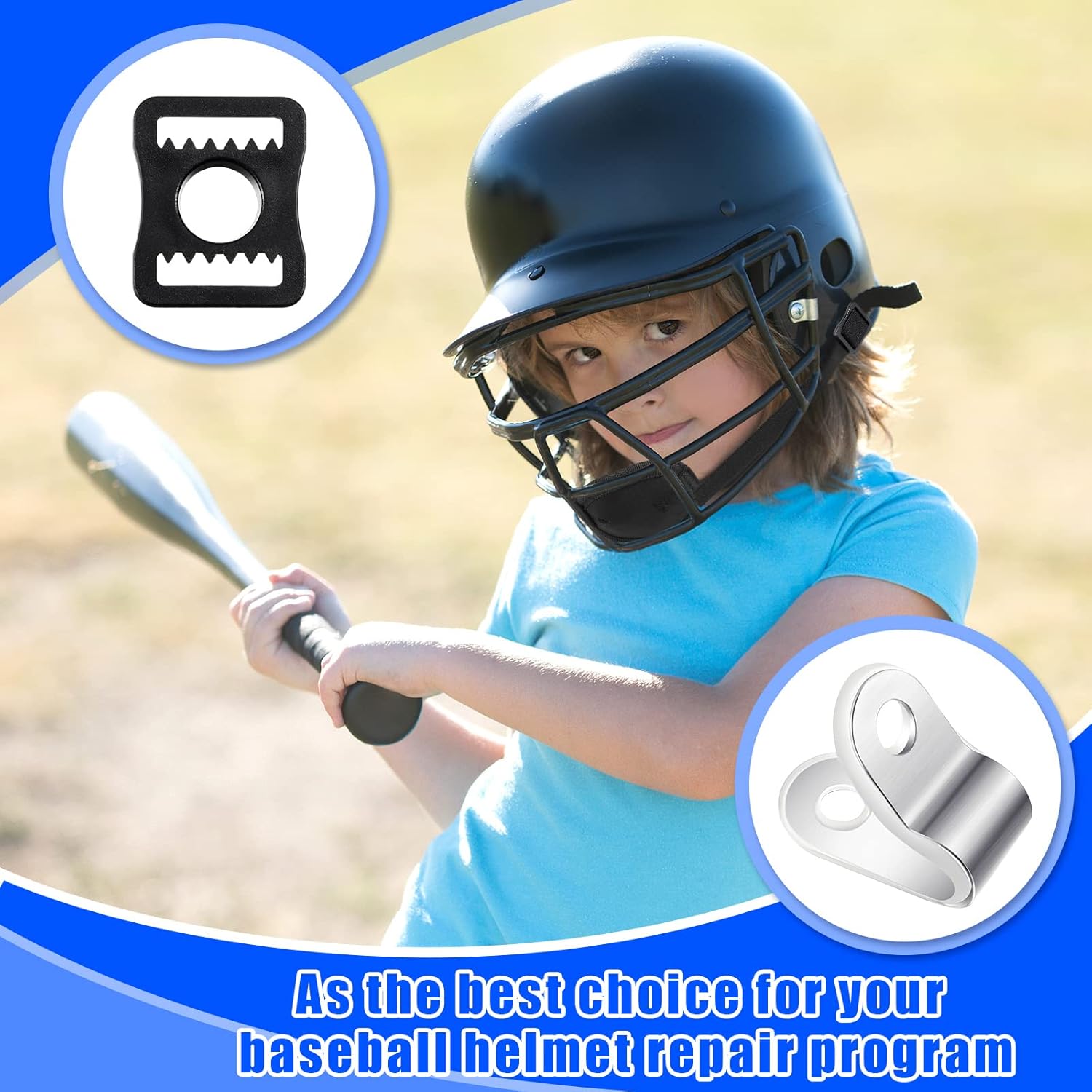 26 Pcs Helmet Repair Kit Include Helmet Chin Strap Screwdriver 4 Pcs R Shape Football Visor Clips 12 Screws with Nuts 4 Rubber Gaskets 4 Helmet
