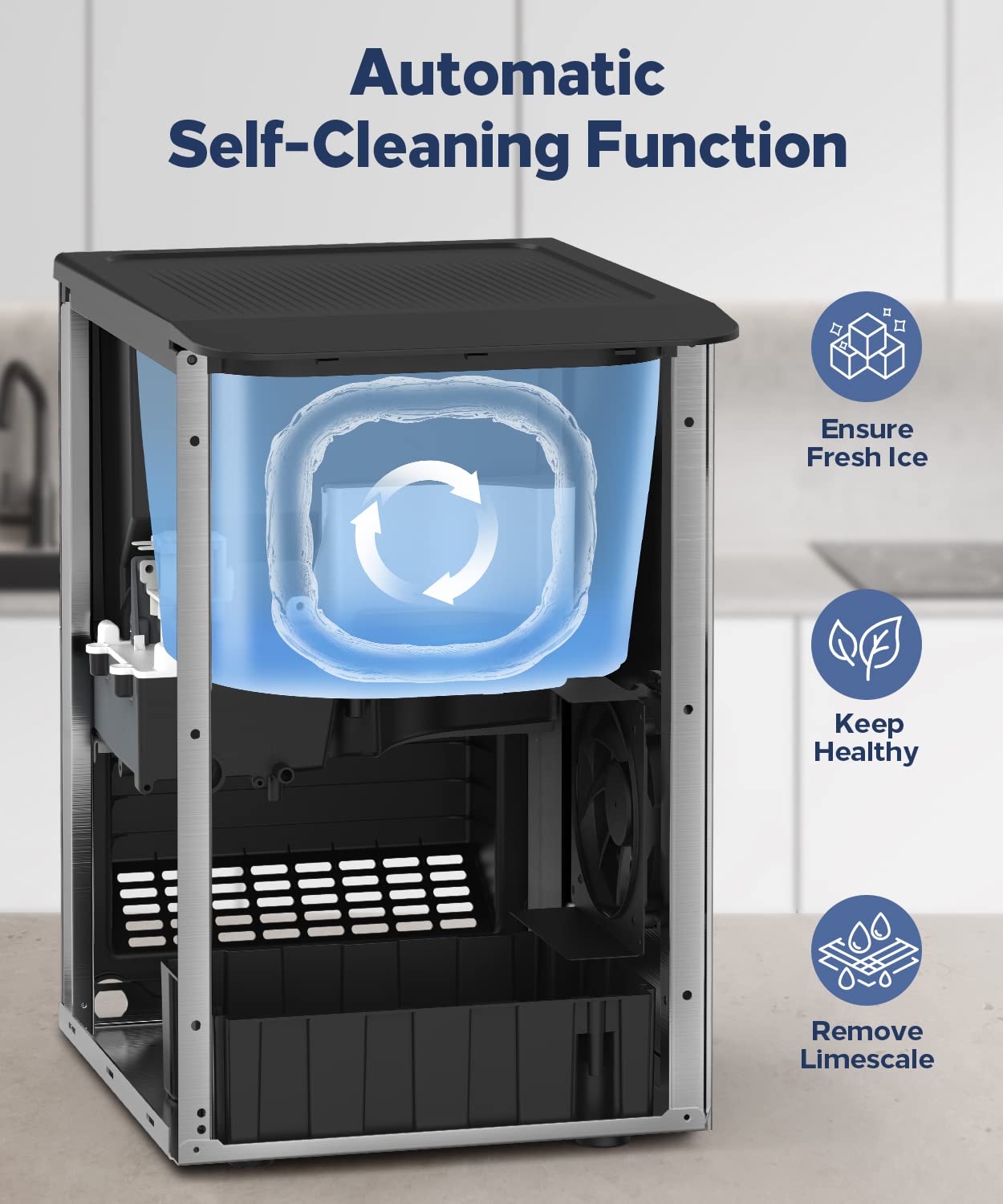 Kndko Nugget Ice Maker,Self Dispensing Pellet Ice Maker,44lbs/24H, Self Cleaning Ice Maker,3.3lbs Ice Storage,Nugget Ice Maker Dispenser