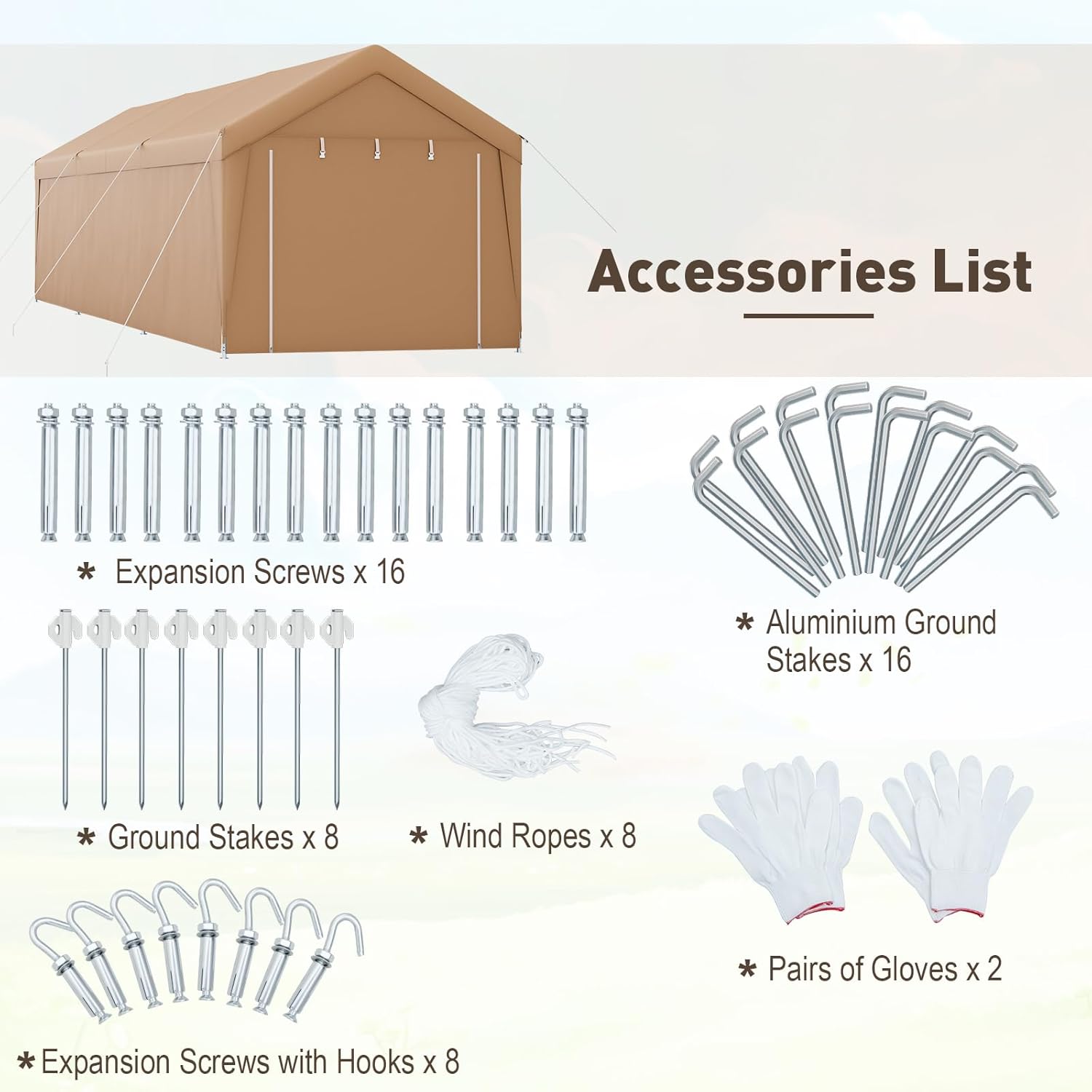 S AFSTAR 10x20FT Carport with Sidewalls, Heavy Duty Car Shelter Tent with 2 Roll-up Doors, 180g PE Canopy, 8 Sturdy Galvanized Steel Legs
