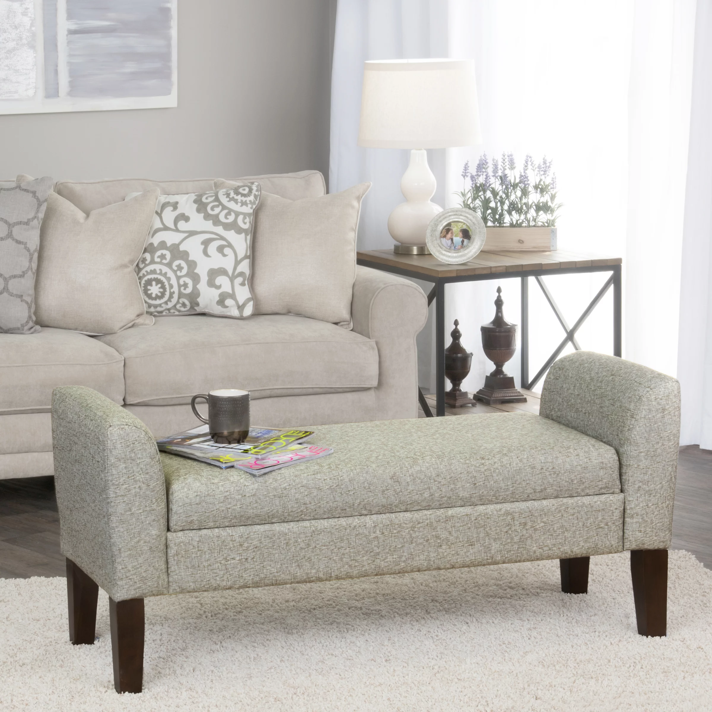 HomePop Tara Storage Bench Settee, Multiple Colors