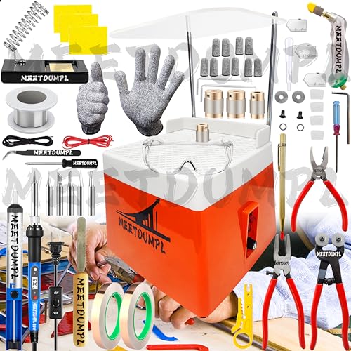 MEETDUMPL Stained Glass Kit，Stained Glass Kits for Adults，Glass Grinder，Stained Glass Grinder，5/8" + 1" Diamond Grinder Bit,80W Soldering Iron Kit