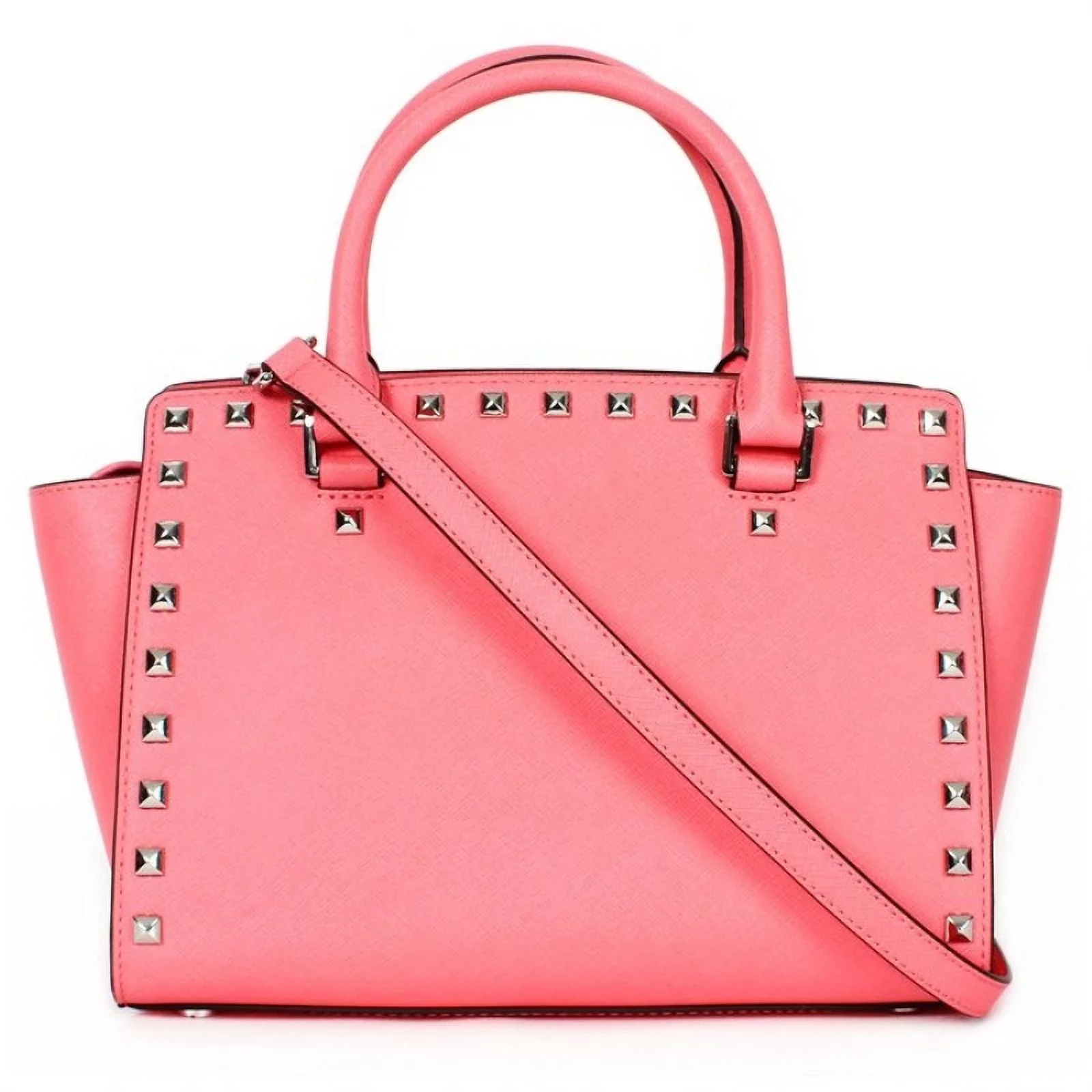 MICHAEL Michael Kors Selma Stud Med Top Zip Satchel - Coral - 30T3SSMS2L-802