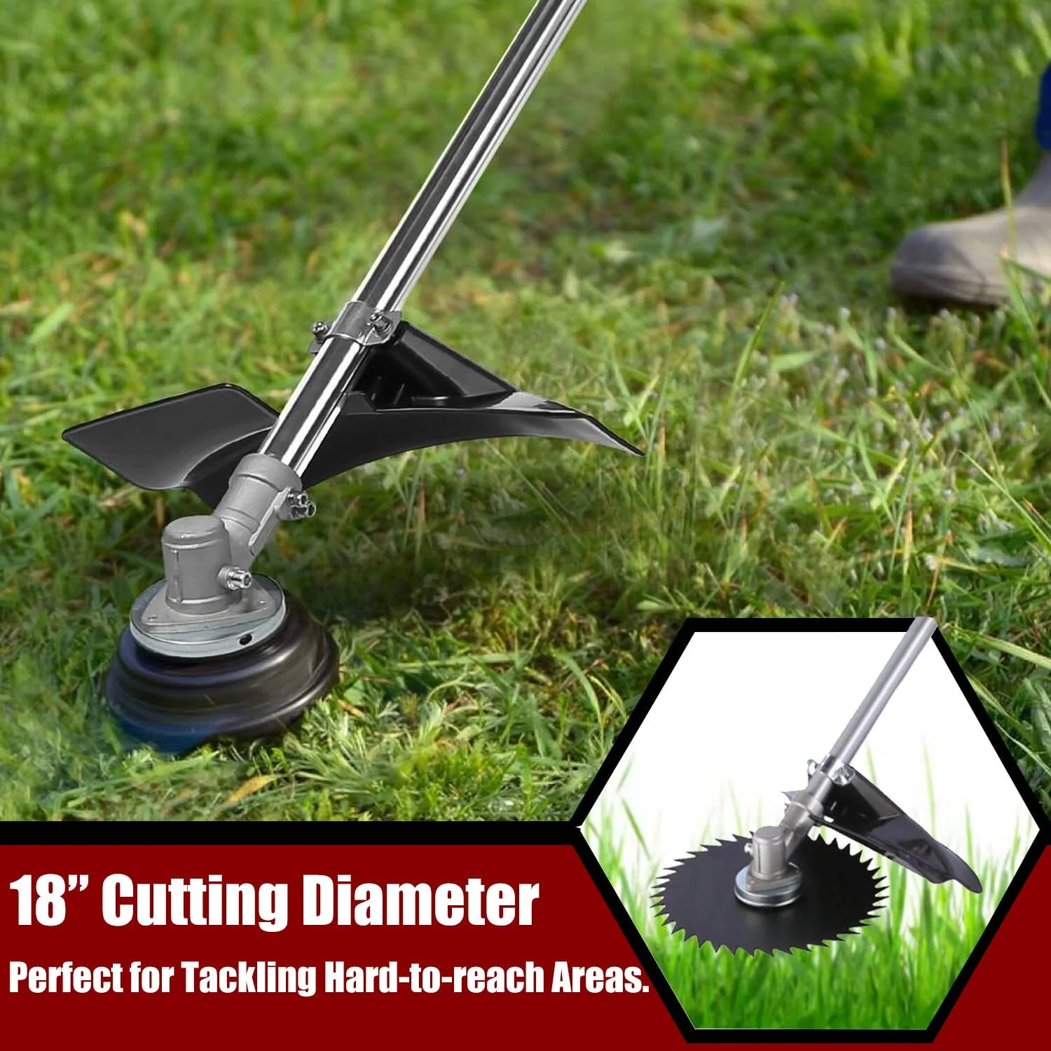 58cc Lawn Mower 4-in-1 Brush Cutter Gas Powered Weed Eater Weed Wacker Adjustable Straight Shaft String Trimmer with 4 Detachable Head for Grass