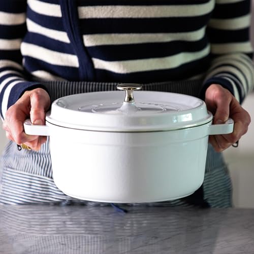 STAUB Cast Iron Dutch Oven 5.5-qt Round Cocotte, Made in France, Serves 5-6, Black Matte