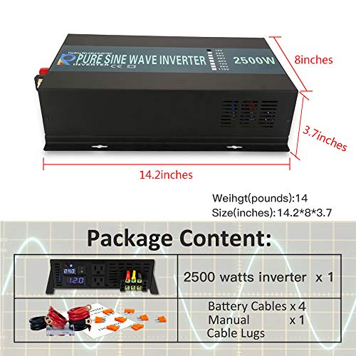 WZRELB Pure Sine Wave Power Inverter Power Supply with Display for Both DC Volt and AC Volt