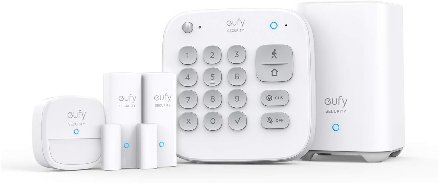 eufy Security 5-Piece Home Alarm Kit, Home Security System, Keypad, Motion Sensor, 2 Entry Sensors, Home Alarm System, Control from The App