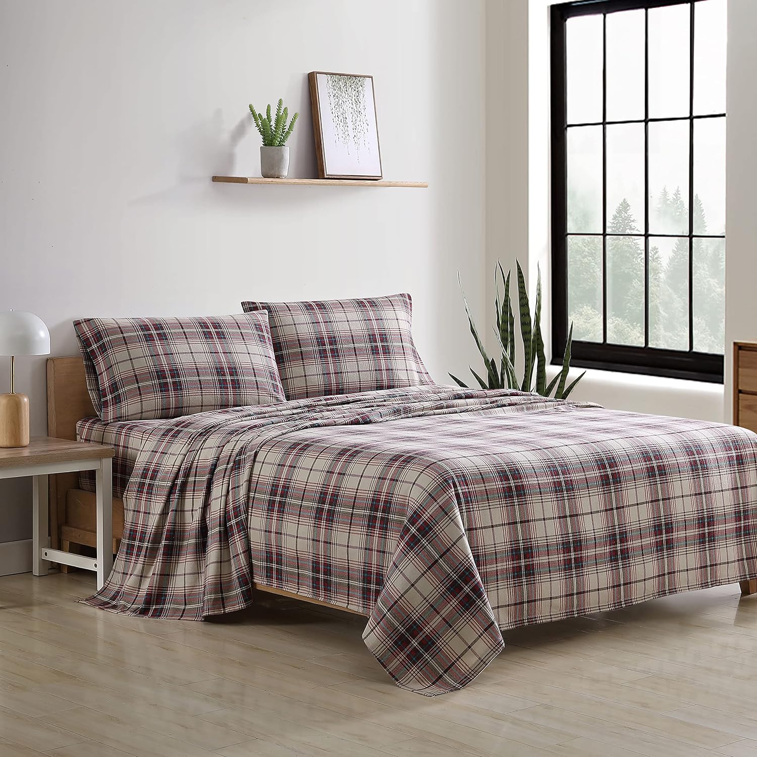 Eddie Bauer - Queen Sheets, Cotton Flannel Bedding Set, Brushed for Extra Softness, Cozy Home Decor (Tossed Snowflake, Queen) & Queen Sheets