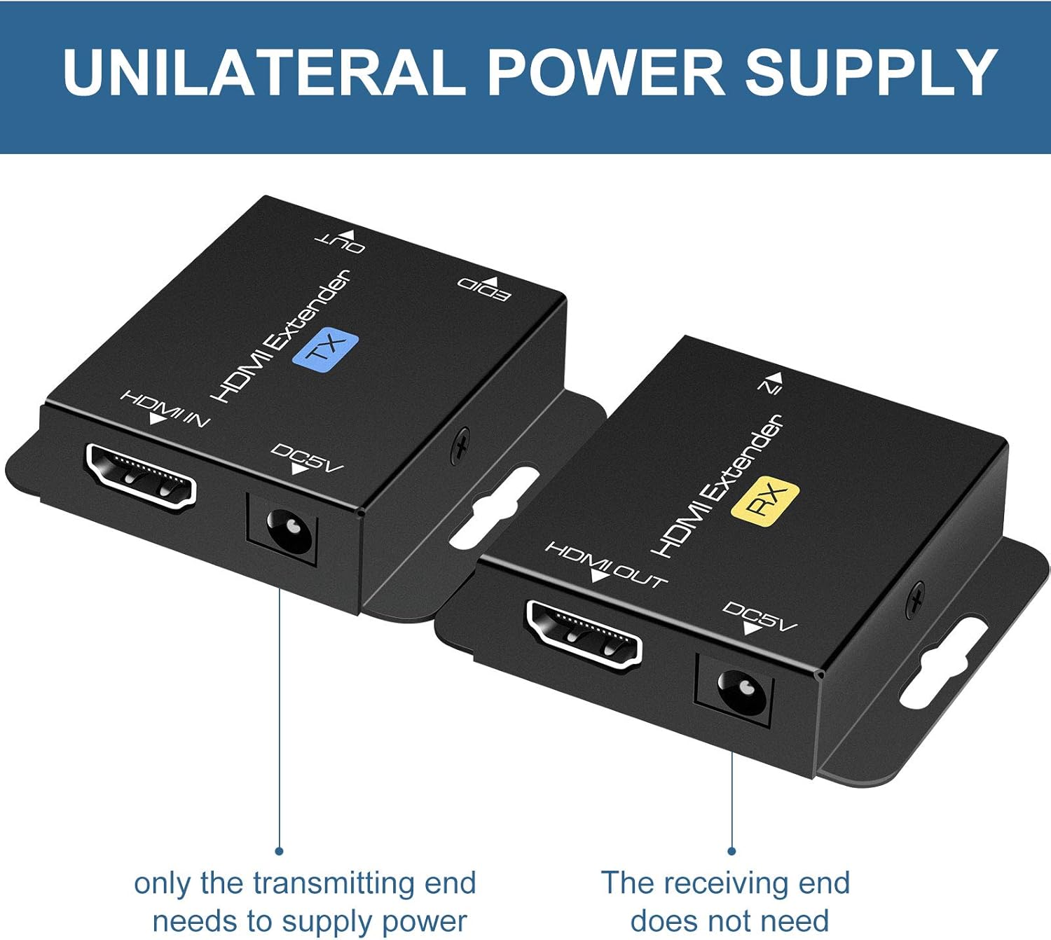 HDMI Extender Over Single Cat5e/6 HDMI Over Ethernet Up to 200Ft Repeater Balun Transmitter Receiver Power On Cat Support Full 1080p 3D HDCP EDID
