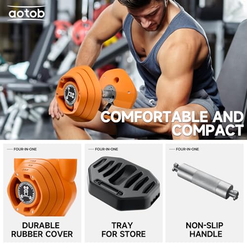 AOTOB 25/55 lbs Dumbbell Set, Anti-Slip Fast Adjust Turning Handle, Adjustable for Men and Women, Pair for Home Gym Exercise