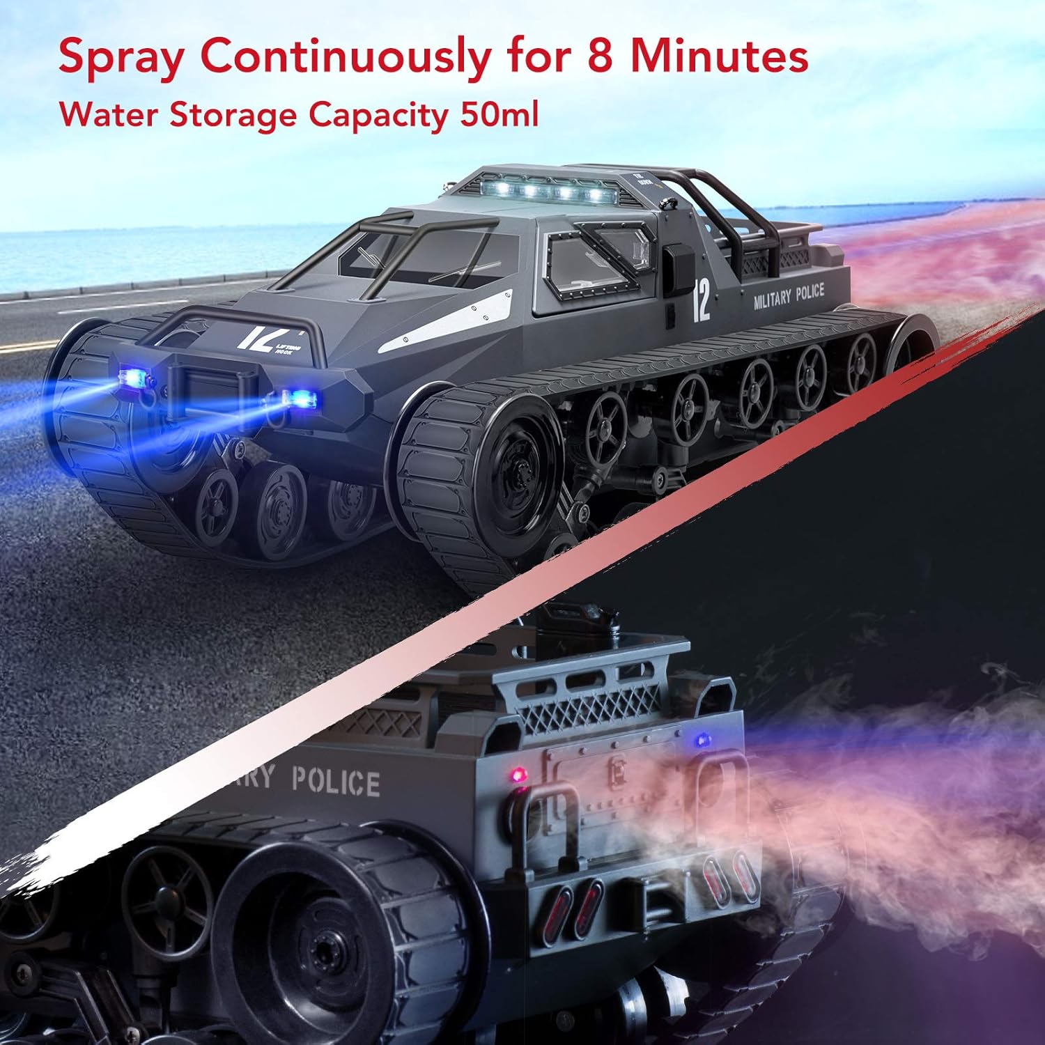 Bwine Q111 RC Rock Crawler, 1:12 Scale All Terrain Off-Road RC Crawler with Strong Starting Force, Smoke Effect & LED Light, Openable Door