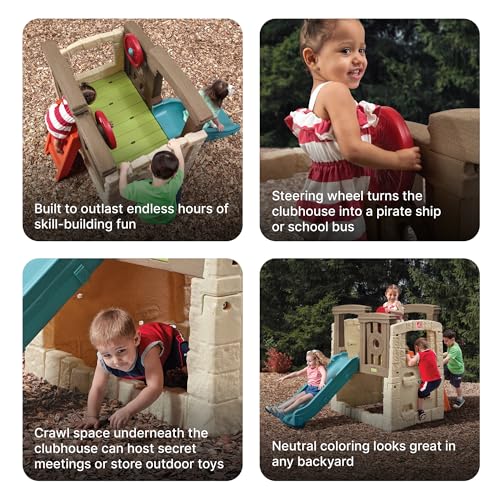 Step2 Woodland Climber II Kids Playset, Ages 2 –6 Years Old, Toddler Slide and Climbing Wall, Outdoor Playground for Backyard, Sturdy Plastic Frame