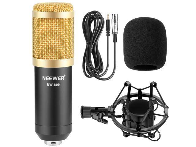 Neewer NW800 Black Studio Condenser Microphone + Shock Mount+ Anti-Wind Foam Cap