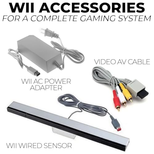 Nintendo Wii Console Bundle Black- With Wii Console Black, 2 Remotes & 2 Nunchuks Fully Compatible, Charging Dock, 2 Rechargeable Batteries