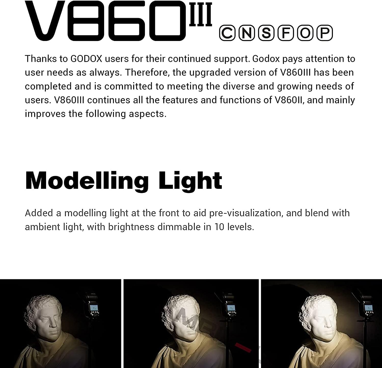 Godox V860III-C TTL 2.4G GN60 HSS Camera Flash with 10-Speed Adjustable Modeling Light, One-Key Switch TTL+2600 mA