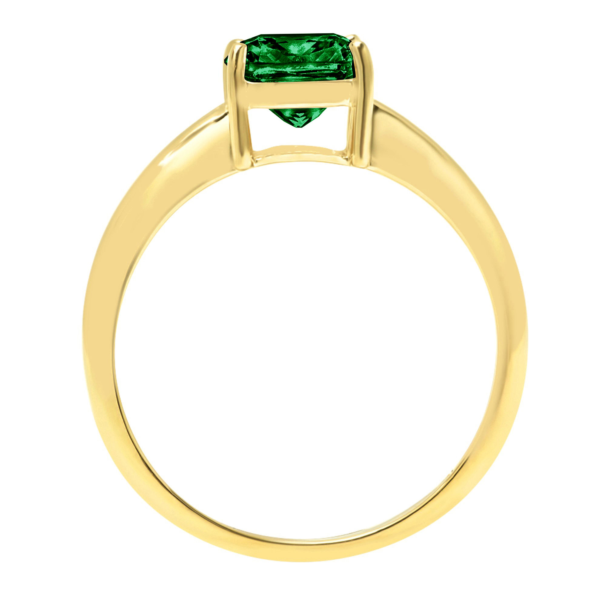 1.0ct Cushion Cut Precious Gemstone Green Simulated Emerald Real 18k Yellow Gold Robotic Laser Engraving Everlasting Unique Art Deco Statement