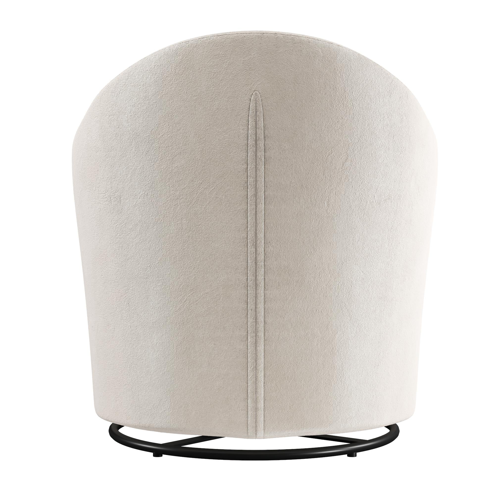 DHP Gentle Swivel Curved Accent Chair, Ivory Velvet