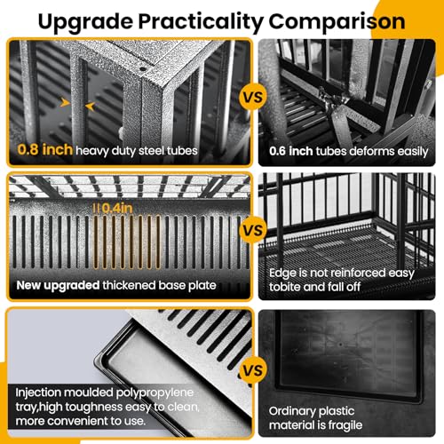 Oranland 48 inch Heavy Duty Indestructible Dog Crate,2025 New Upgraded Reinforced Baseplate for Large Dogs