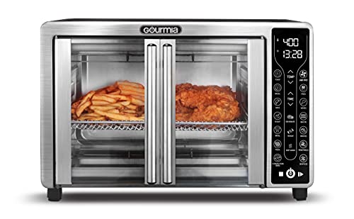 Gourmia Toaster Oven Air Fryer Combo 17 cooking presets 1700W french door digital air fryer oven 24L capacity accessories, convection rack