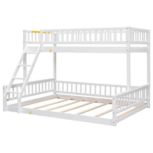 Ball & Cast Twin-Over-Twin Bunk Bed with Twin-Size Trundle and 3 Storage Stairs,Wood Bunkbed w/Full-Length Guardrails,Slat Support