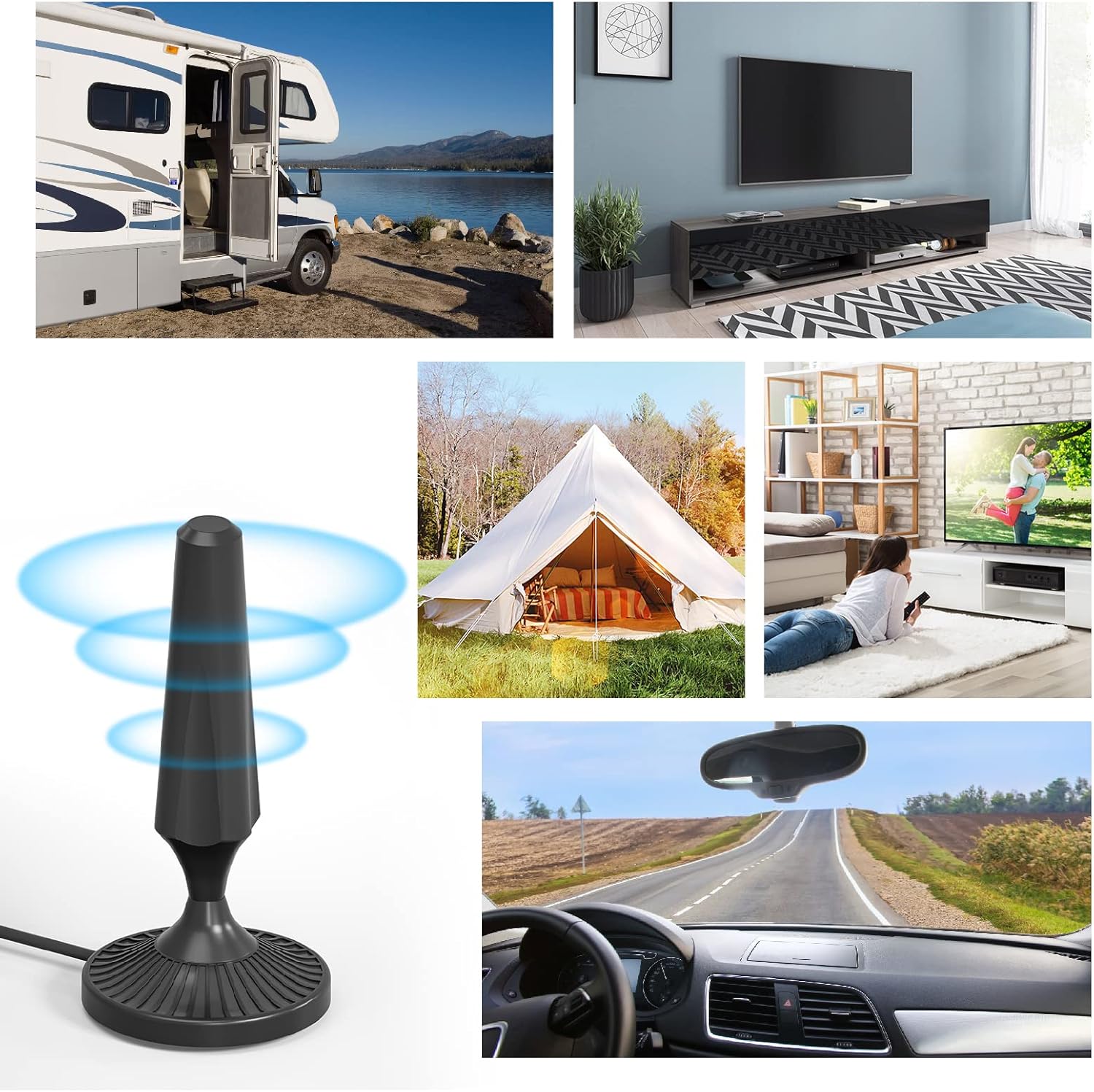 Digital HDTV Antenna Long Range 300 Miles Indoor Amplified Signal Booster Support 4K 1080P UHF VHF FM Local Channels with 13.4ft Coax Cable and USB