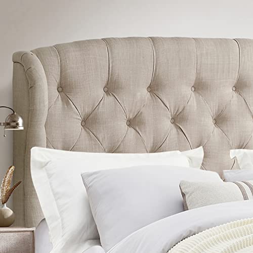 Rosevera Marcelle Bed Frame,Wingback Bed Frame with Signature Design Adjustable Headboard,Upholstered with Button Tufting Bed for Bedroom