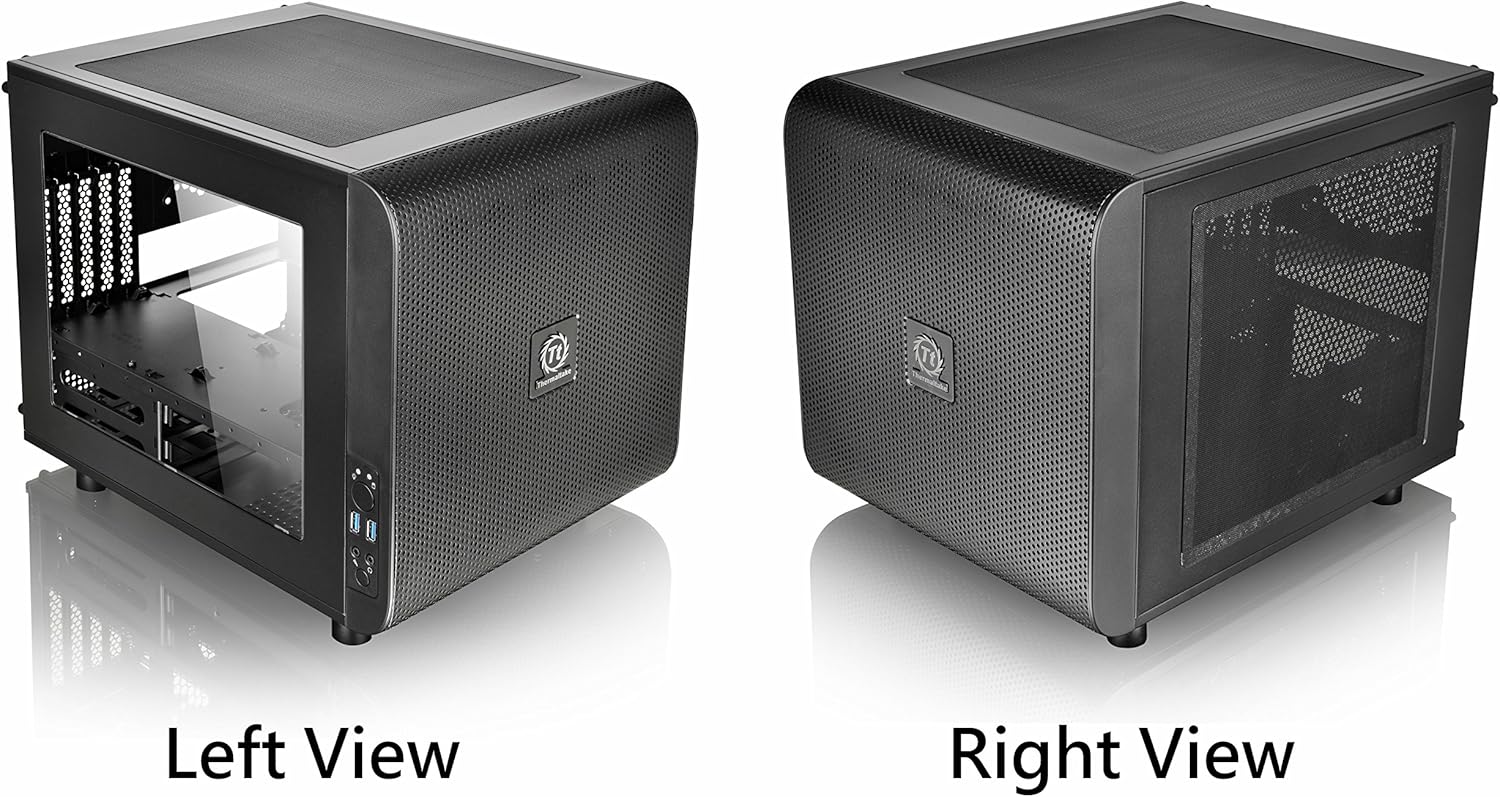 Thermaltake Core V21 SPCC Micro ATX, Mini ITX Cube Gaming Computer Case Chassis, Small Form Factor Builds, 200mm Front Fan Pre-installed