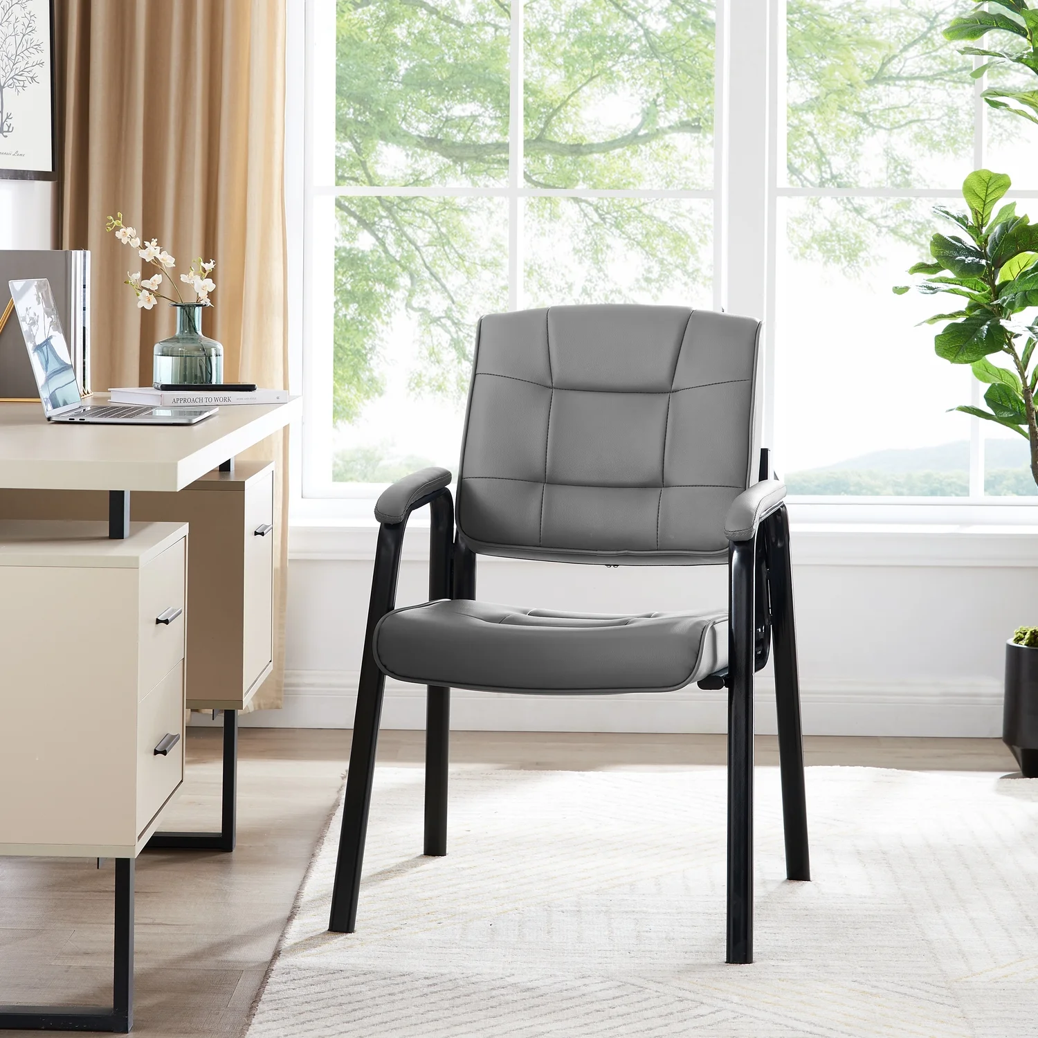 Naomi Home Executive Office Guest Chair-Fabric:Gray