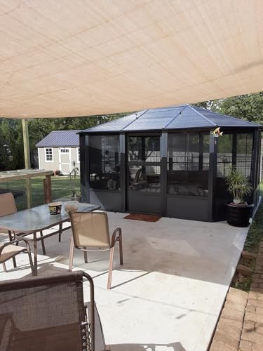 Domi 10’ x 10’ Hardtop Gazebo Metal Frame Canopy with Netting & Curtains