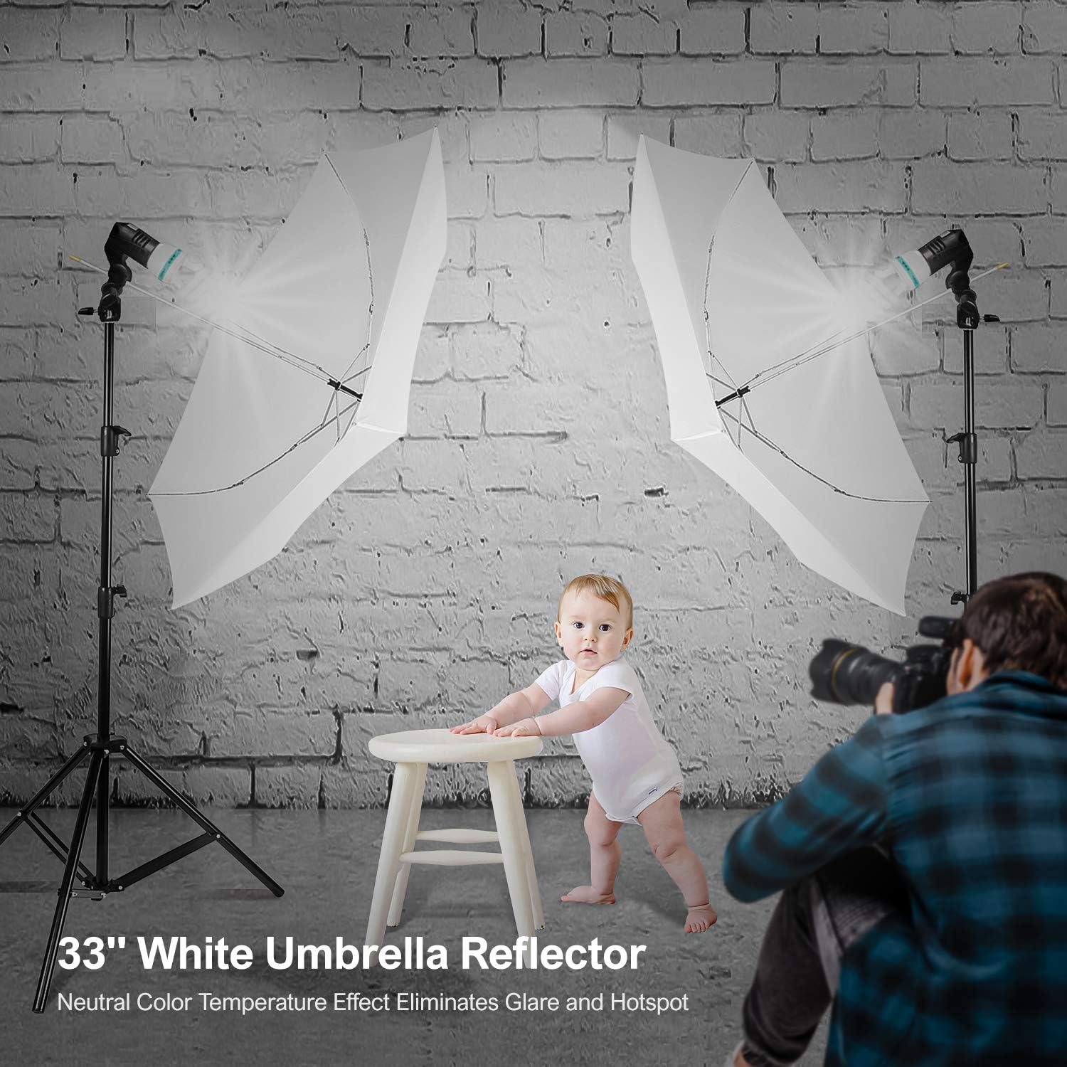 LimoStudio, AGG412, Photography Continuous Umbrella Studio Lighting Kit with 10 ft. Backdrop Stand and 6 x 9 ft. Green Background Screen, Carry Bag