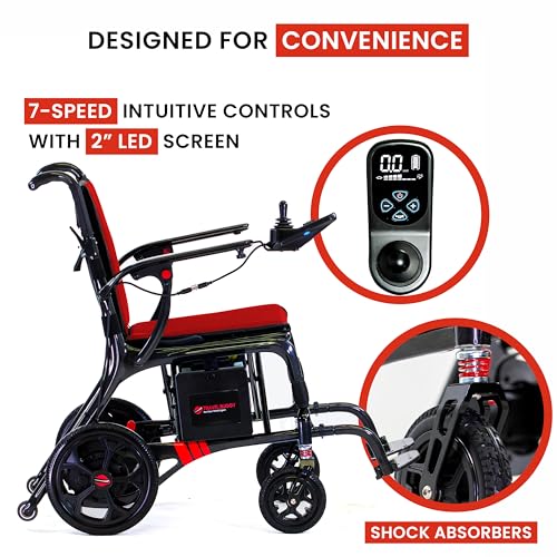 AEROLUX by Travel Buggy - Premium Foldable Carbon Fiber Wheelchair - Ultra Lightweight Wheelchair Weighs Only 29 lbs - Holds up to 300 lbs