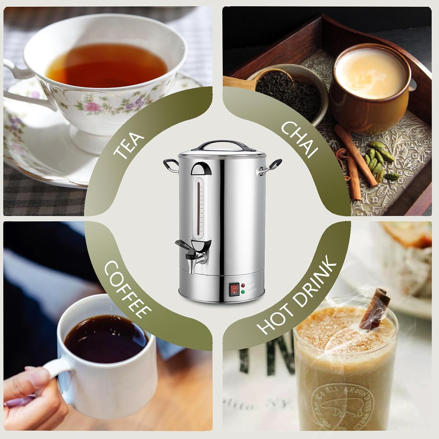 Commercial Coffee Urn 24L 160Cup Stainless Steel Quick Brew Hot Dispenser for Catering
