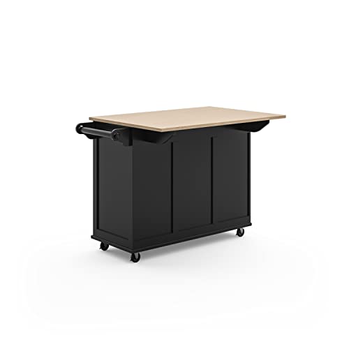 Homestyles Dolly Madison Off-White Mobile Kitchen Island Cart with Wood Drop Leaf Breakfast Bar