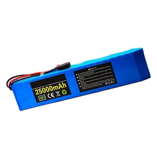 Xt60, 48V 25Ah Electric Bike Waterproof Power Lithium-Ion Battery Pack, with 54.6V 2A Charger, for 250W to 1200W Motor Kits, Built-in BMS