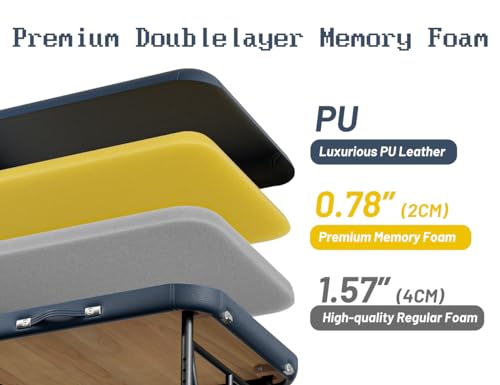 Professional Massage Table Portable 3 Fold Premium Memory Foam Aluminium Leg Hold Up to 1100LBS 8 Heights Adjustable with Carrying Bag Black