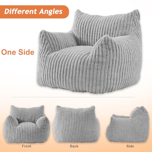Giant Bean Bag Chairs for Adults with Filling Plush Fluffy Bean Bag Chairs for Teens with Armrests Comfy BeanBag Lazy Couch Sofa Chair for Bedroom