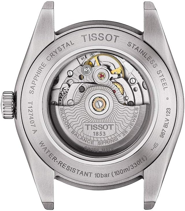 Tissot mens Gentleman Auto Stainless Steel Dress Watch Brown T1274071605101
