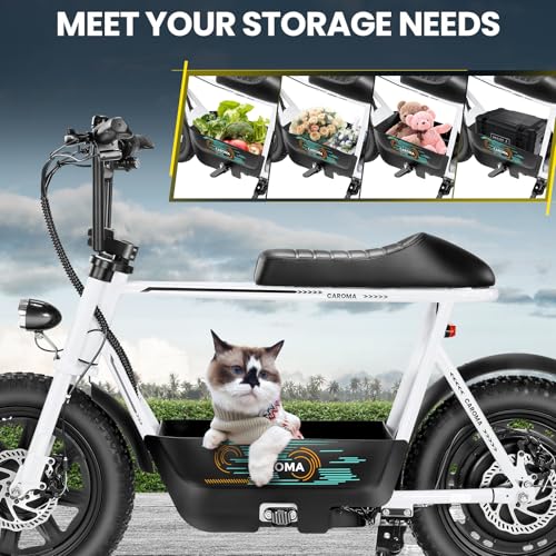 Caroma Peak 500W/800W/1200W Electric Scooter with Seat, 16 * 3" Fat Tire Ebike for All-Terrain, Max 15/25/30 Miles Ranges&20MPH