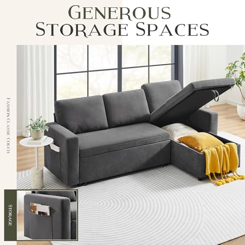 55" 3-in-1 Convertible Sleeper Sofa Bed with Adjustable Backrest - Soft Chenille Futon Couch for Living Room, Office & Apartment, Beige