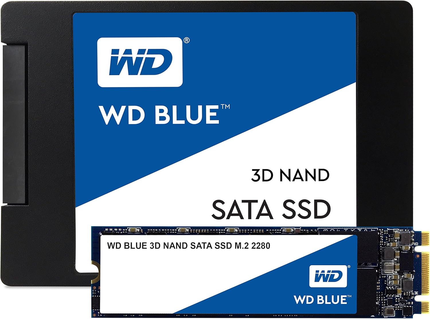 Western Digital 2TB WD Blue 3D NAND Internal PC SSD - SATA III 6 Gb/s, M.2 2280, Up to 560 MB/s - WDS200T2B0B