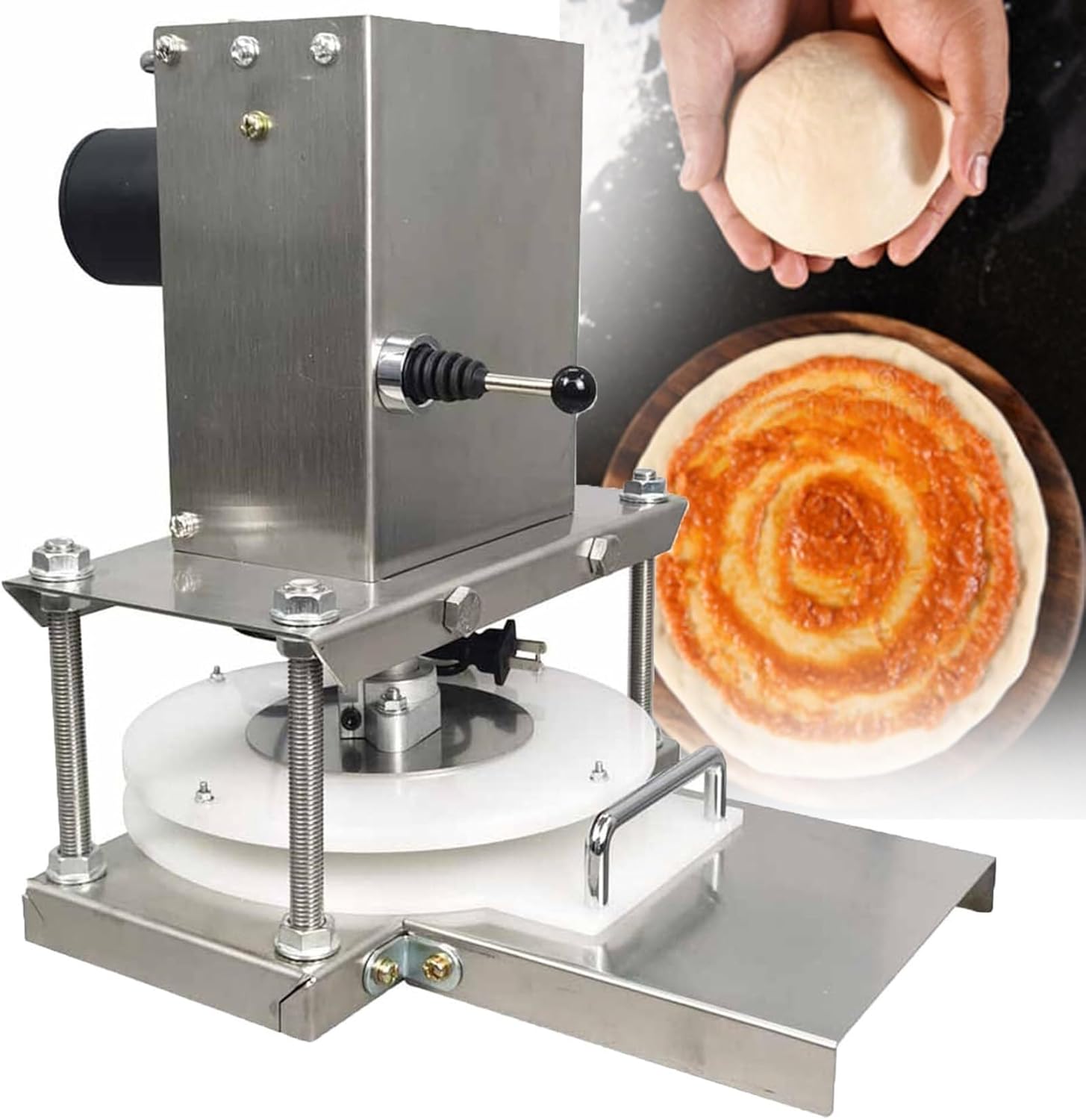 Electric Tortilla Press Stainless Steel Pizza Dough Press Machine, Pizza Dough Press Machine, 22cm Heavy-Duty Pizza Dough Maker