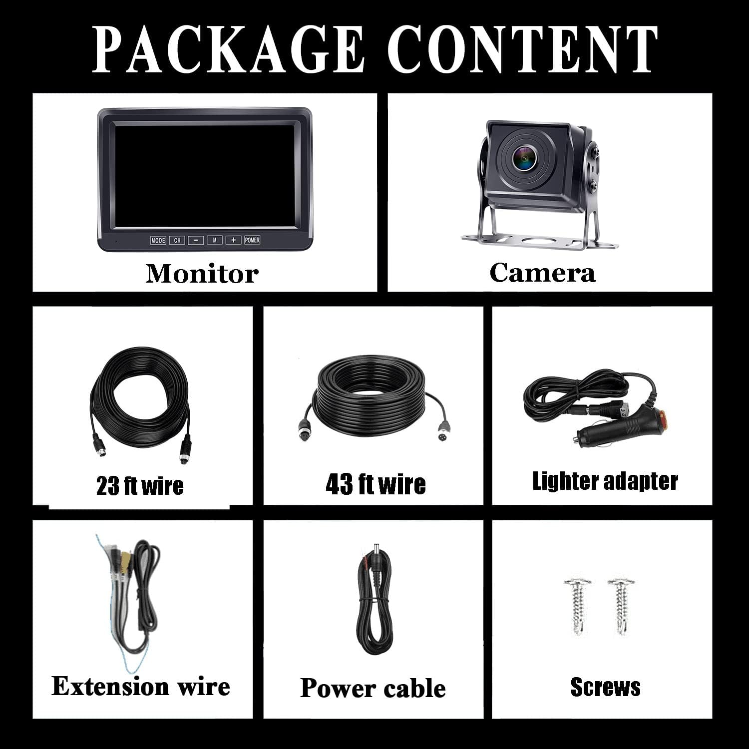 RV Backup Camera AHD 1080P Rear View Camera System for Trucks Trailers RVs Car with 7 Inch Monitor Wired Kit