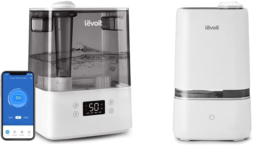 LEVOIT Humidifiers, Gray & Humidifiers for Bedroom, 4L Ultrasonic Cool Mist Air Vaporizer for for Large Room Babies, Essential Oil Tray