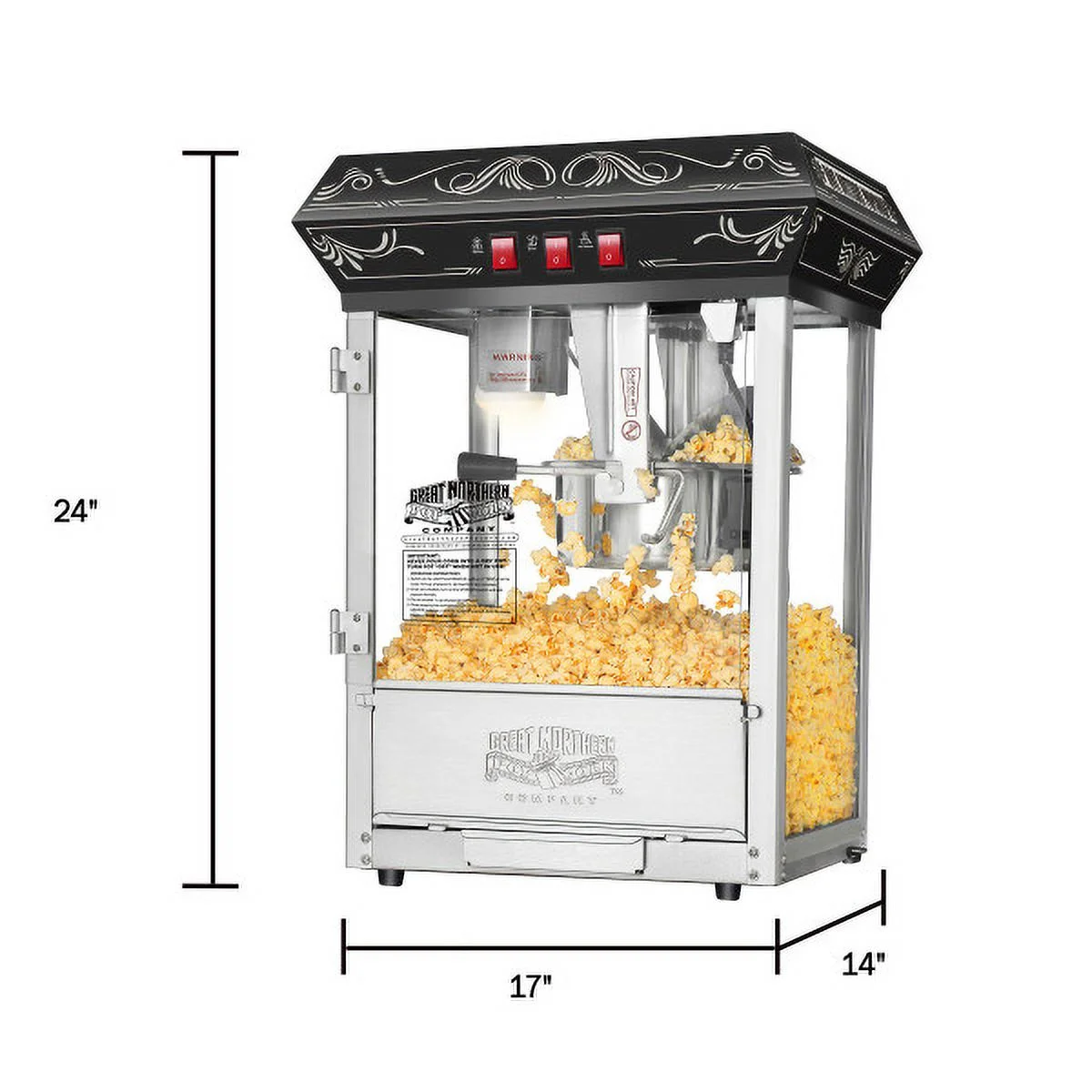 Great Northern Popcorn Countertop Machine 8oz Kettle, Black